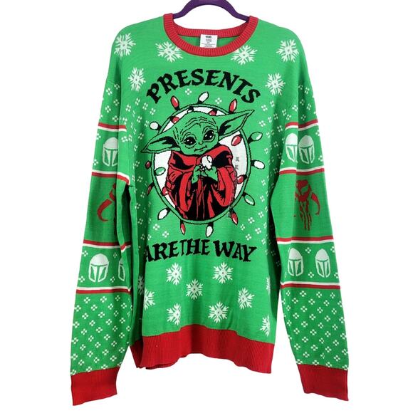 Star Wars Christmas Sweater Presents Baby Yoda Size XXL NWT - Picture 1 of 8